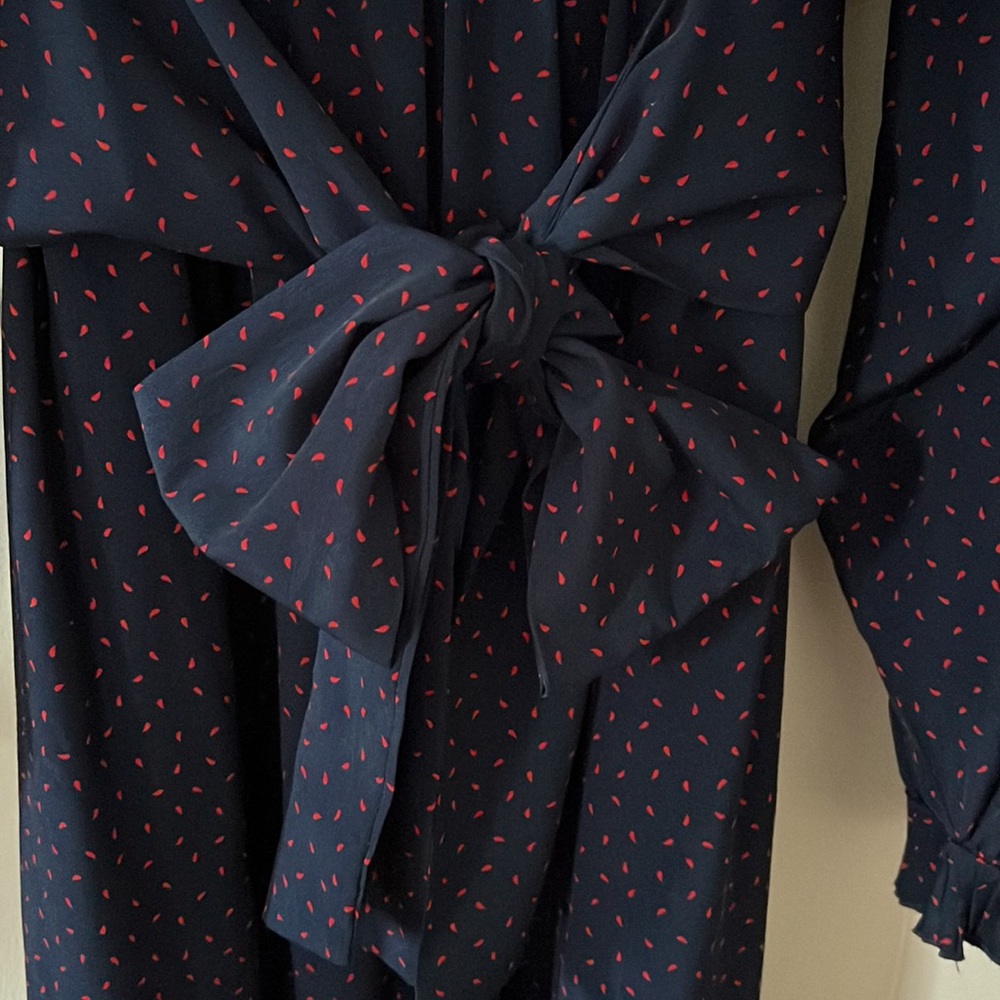H&M midi dress. Navy blue with red print. Size US 8, EUR 38